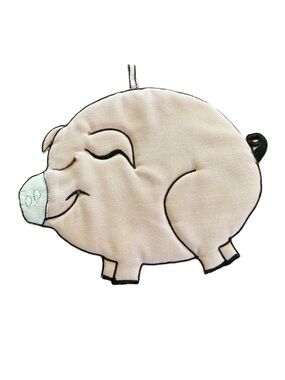 VTG WC Imports Pink Pig Piggy Pot Holder Farm Farmhouse Decor 80’s Loop To Hang